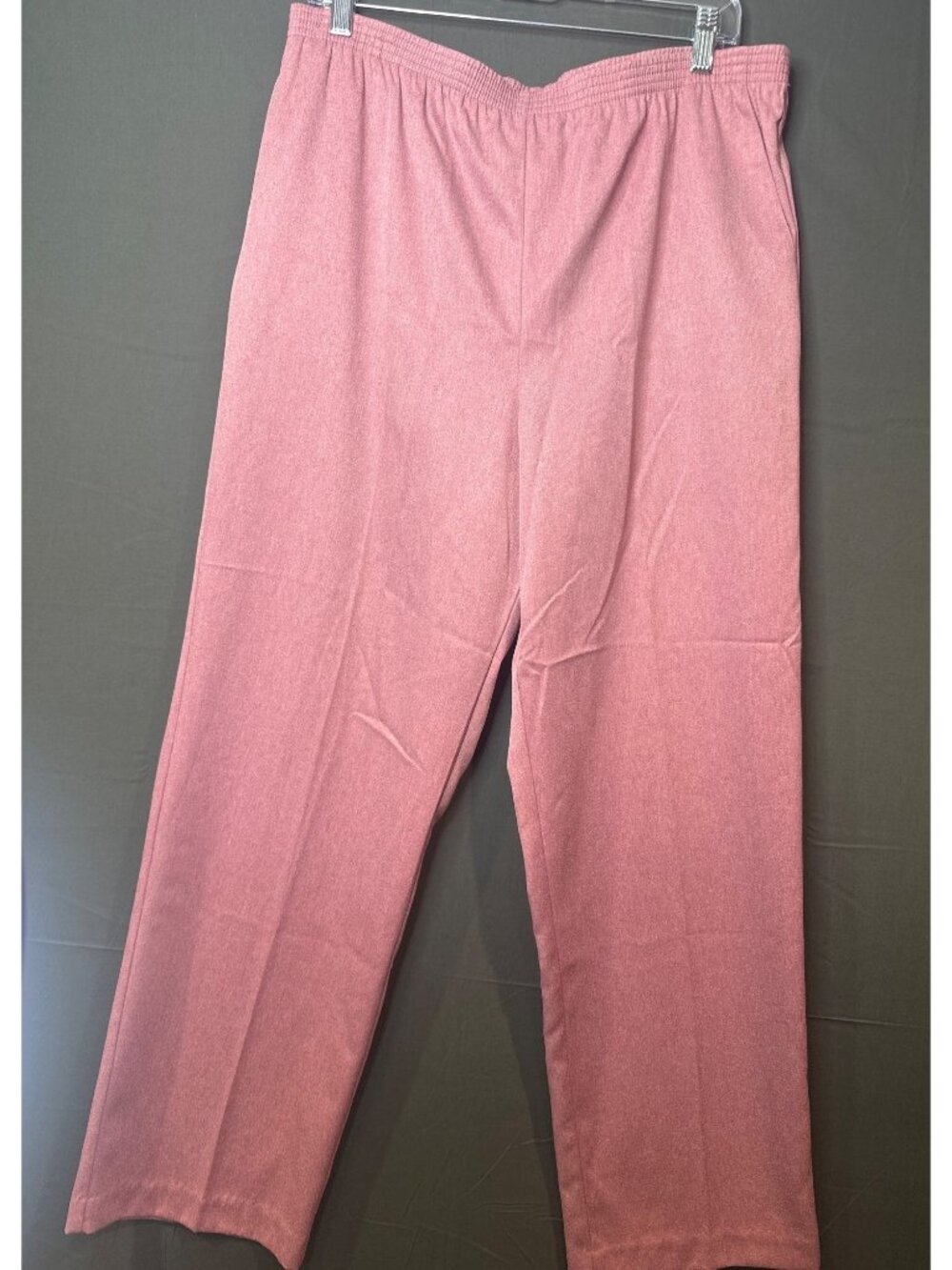 Women 12 Alfred Dunner Dusty Mauve Pull On Pants Elastic Waist Straight Leg Clas
